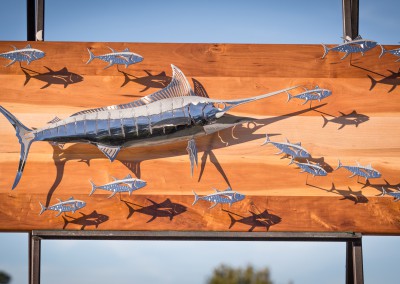 Blue Marlin Chasing Tunas Polished Stainless Steel 2